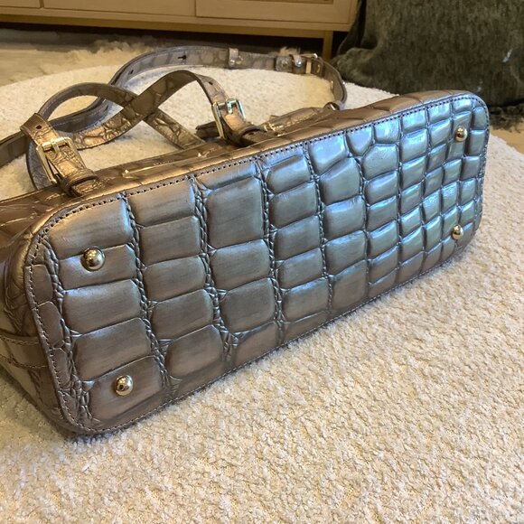 BRAND NEW Gorgeous Brahmin - Taupe Glossy Satchel Shoulder Bag - Picture 7 of 7